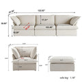 Contemporary 3-Seat Modular Sectional Sofa for Living Room - Comfortable Convertible Couch