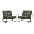 Glitzhome Set of 2 Mid-Century Tufted Accent Chairs in 29.25W PU Leather