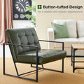 Glitzhome Set of 2 Mid-Century Tufted Accent Chairs in 29.25W PU Leather