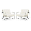 Glitzhome Set of 2 Mid-Century Tufted Accent Chairs in 29.25W PU Leather