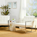 Glitzhome Set of 2 Mid-Century Tufted Accent Chairs in 29.25W PU Leather