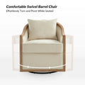 Oswald Jess Farmhouse Solid Wood Swivel Barrel Chair with Toss Pillows by HULALA HOME