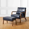 Glitzhome 30.75-Inch Mid-Century PU Leather Armchair and Ottoman Set