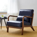 Glitzhome 30.75-Inch Mid-Century PU Leather Armchair and Ottoman Set