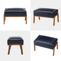 Glitzhome 30.75-Inch Mid-Century PU Leather Armchair and Ottoman Set
