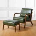 Glitzhome 30.75-Inch Mid-Century PU Leather Armchair and Ottoman Set