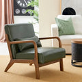 Glitzhome 30.75-Inch Mid-Century PU Leather Armchair and Ottoman Set