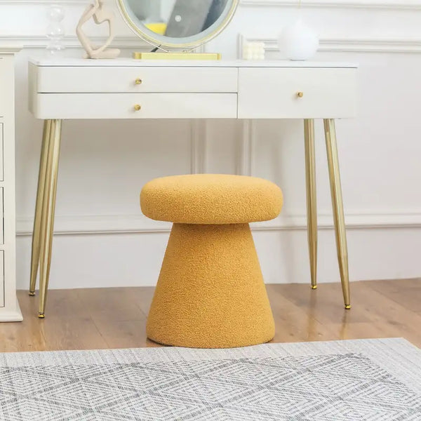 Adeco Large Soft Mushroom Ottoman - Versatile Foot Stool for Living Room and Bedroom