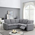Linen Upholstered Power Recliner L-Shaped Sectional Sofa with USB Port - Soft Home Theater Seating for Living Room