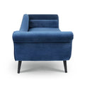 Upholstered Indoor Chaise Lounge Chair with Scroll Arms, Reclining Feature, Rolled Accent Pillow, and Sturdy Solid Wood Legs