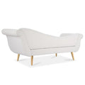Upholstered Indoor Chaise Lounge Chair with Scroll Arms, Reclining Feature, Rolled Accent Pillow, and Sturdy Solid Wood Legs