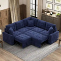 82.6-Inch L-Shaped Sleeper Sofa with Pull-Out Feature, Wheels, USB Ports, and Power Sockets - Dimensions: 82.6W x 82.6D x 33H
