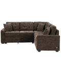 82.6-Inch L-Shaped Sleeper Sofa with Pull-Out Feature, Wheels, USB Ports, and Power Sockets - Dimensions: 82.6W x 82.6D x 33H