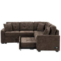 82.6-Inch L-Shaped Sleeper Sofa with Pull-Out Feature, Wheels, USB Ports, and Power Sockets - Dimensions: 82.6W x 82.6D x 33H