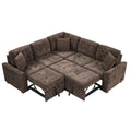 82.6-Inch L-Shaped Sleeper Sofa with Pull-Out Feature, Wheels, USB Ports, and Power Sockets - Dimensions: 82.6W x 82.6D x 33H