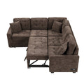 82.6-Inch L-Shaped Sleeper Sofa with Pull-Out Feature, Wheels, USB Ports, and Power Sockets - Dimensions: 82.6W x 82.6D x 33H