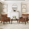 COZYMAN Contemporary Upholstered Armchair Set of 2 - Solid Wood Accent Chairs in Fabric/Faux Leather for Living Room