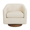 LUE BONA Contemporary Upholstered Wooden Barrel Swivel Accent Chair for Living Room