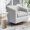 LUE BONA Contemporary Upholstered Wooden Barrel Swivel Accent Chair for Living Room