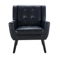 Contemporary Ergonomic Accent Chair in Soft Leather with Black Legs – Ideal for Living Room and Bedroom