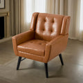 Contemporary Ergonomic Accent Chair in Soft Leather with Black Legs – Ideal for Living Room and Bedroom