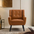 Contemporary Ergonomic Accent Chair in Soft Leather with Black Legs – Ideal for Living Room and Bedroom