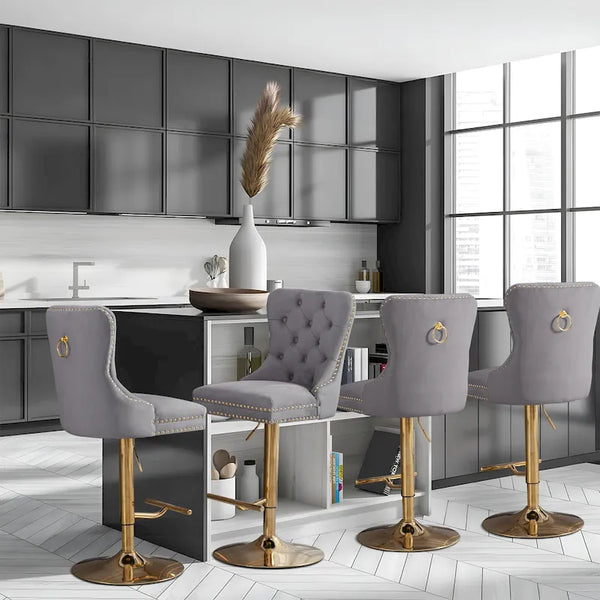 Contemporary Adjustable Thick Upholstered Swivel Counter Bar Stools