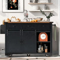 53.7-Inch Farmhouse Kitchen Island with Power Outlet, Featuring 2 Sliding Barn Doors and Drop Leaf Design