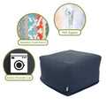 Majestic Home Goods Indoor Wales Poly/Linen Ottoman Pouf - 27" L x 27" W x 17" H