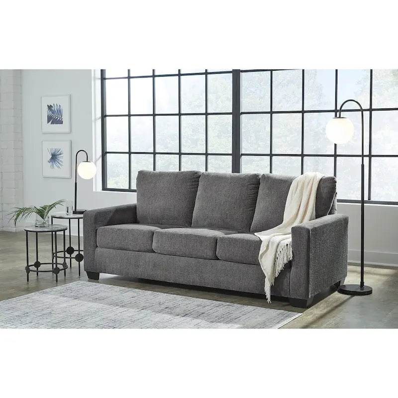 Signature Design by Ashley Rannis Pewter Queen Sofa Bed - Dimensions: 85W x 40D x 39H