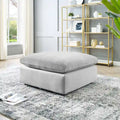 Commix Overstuffed Velvet Ottoman with Down Fill for Enhanced Comfort