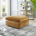 Commix Overstuffed Velvet Ottoman with Down Fill for Enhanced Comfort