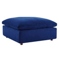 Commix Overstuffed Velvet Ottoman with Down Fill for Enhanced Comfort
