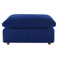 Commix Overstuffed Velvet Ottoman with Down Fill for Enhanced Comfort