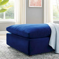 Commix Overstuffed Velvet Ottoman with Down Fill for Enhanced Comfort