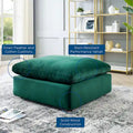 Commix Overstuffed Velvet Ottoman with Down Fill for Enhanced Comfort