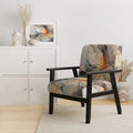 Designart Marble Serenity Gray Watercolor Waves Upholstered Accent Chair with Abstract Shapes
