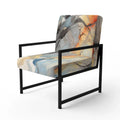 Designart Marble Serenity Gray Watercolor Waves Upholstered Accent Chair with Abstract Shapes