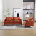 HOMEFUN Chenille Upholstered Loveseat and Armchair Set with Wooden Frame for Living Room