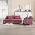 HOMEFUN Chenille Upholstered Loveseat and Armchair Set with Wooden Frame for Living Room