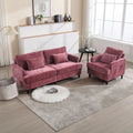 HOMEFUN Chenille Upholstered Loveseat and Armchair Set with Wooden Frame for Living Room