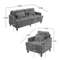 HOMEFUN Chenille Upholstered Loveseat and Armchair Set with Wooden Frame for Living Room
