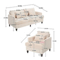 HOMEFUN Chenille Upholstered Loveseat and Armchair Set with Wooden Frame for Living Room