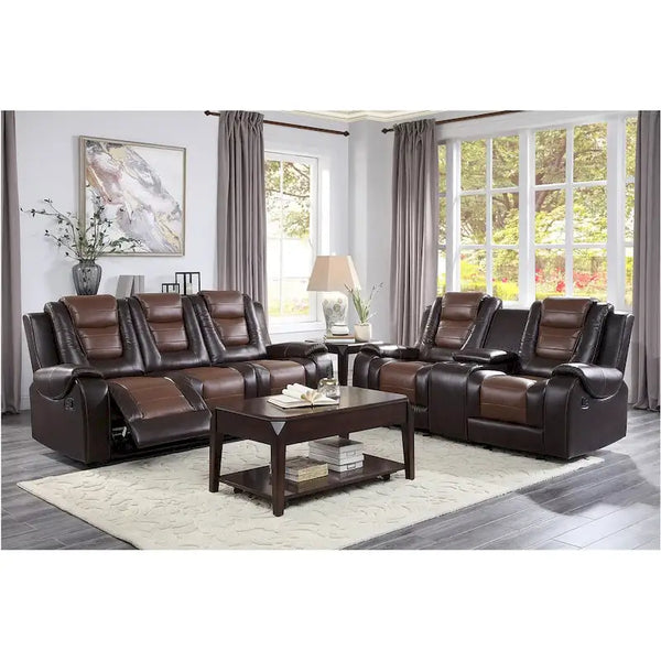 Grete Brown Luxury Faux Leather Living Room Collection