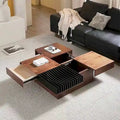 Walnut-Finished Mid-Century Modern Square Coffee Table for Living Rooms