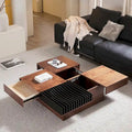 Walnut-Finished Mid-Century Modern Square Coffee Table for Living Rooms