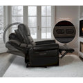 Authentic Leather Black Power Recliner Sofa Set: Loveseat and Recliner with Adjustable Headrest and Extendable Footrest