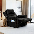Authentic Leather Black Power Recliner Sofa Set: Loveseat and Recliner with Adjustable Headrest and Extendable Footrest