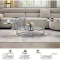 3-Tier Round Glass Coffee Table with 360-Degree Rotating Top