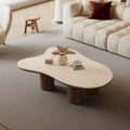 48-Inch Contemporary Cloud-Shaped Coffee Table with Matte Stone Top